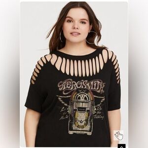 Torrid Aerosmith Black Slashed Classic Tee Size 2